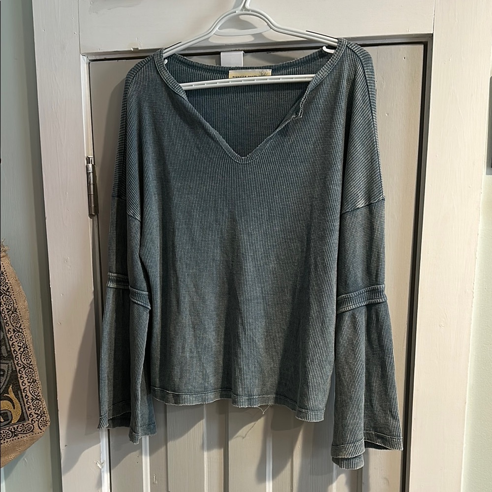 Gray Boxy Bell Sleeve Hoodie